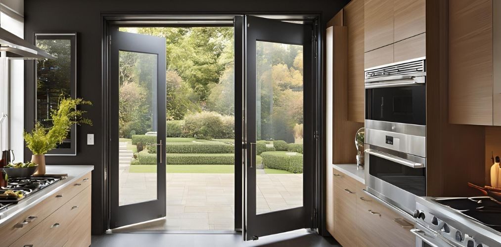 Double black door with glass for kitchen - Beautiful Homes