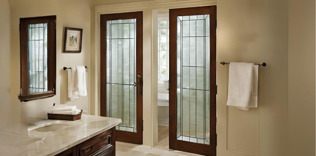 French style bathroom door with wood and glass - Beautiful Homes