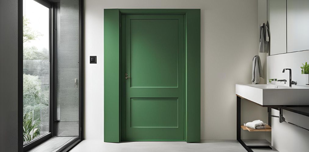 Green PVC bathroom door design - Beautiful Homes