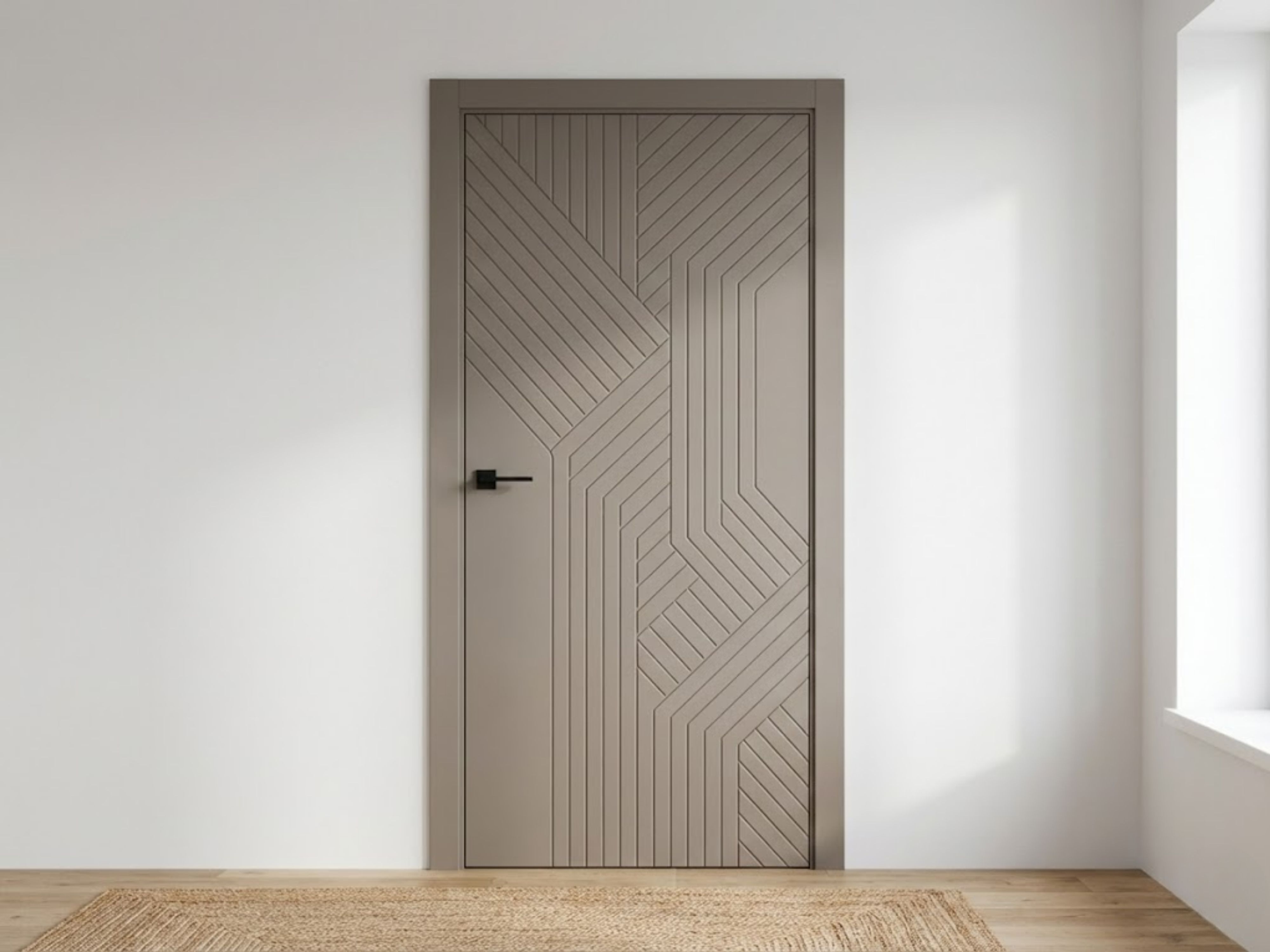 Beige door with diagonal geometric patterns - Beautiful Homes