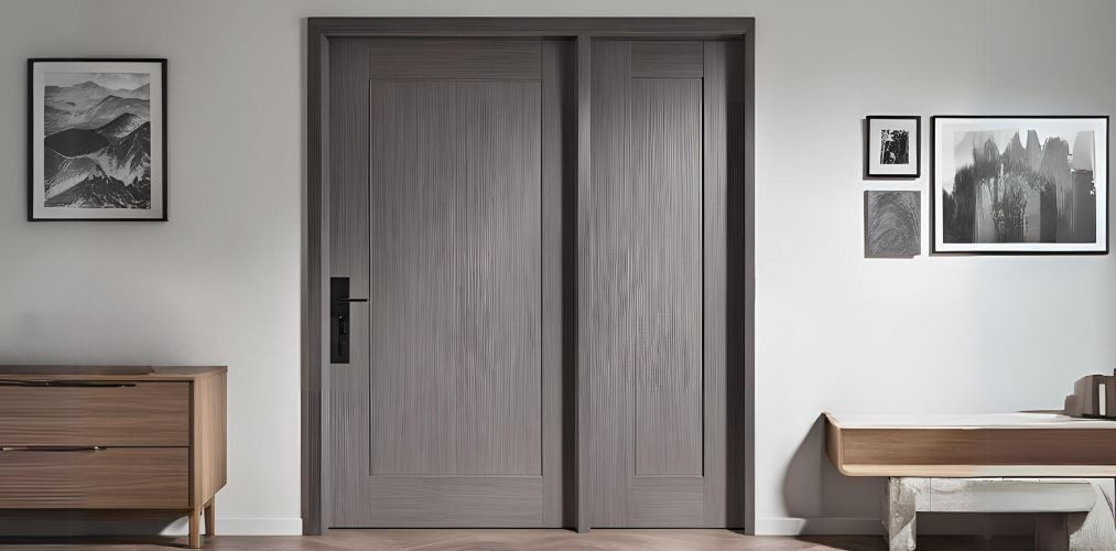 Grey plywood door design for bedroom - Beautiful Homes