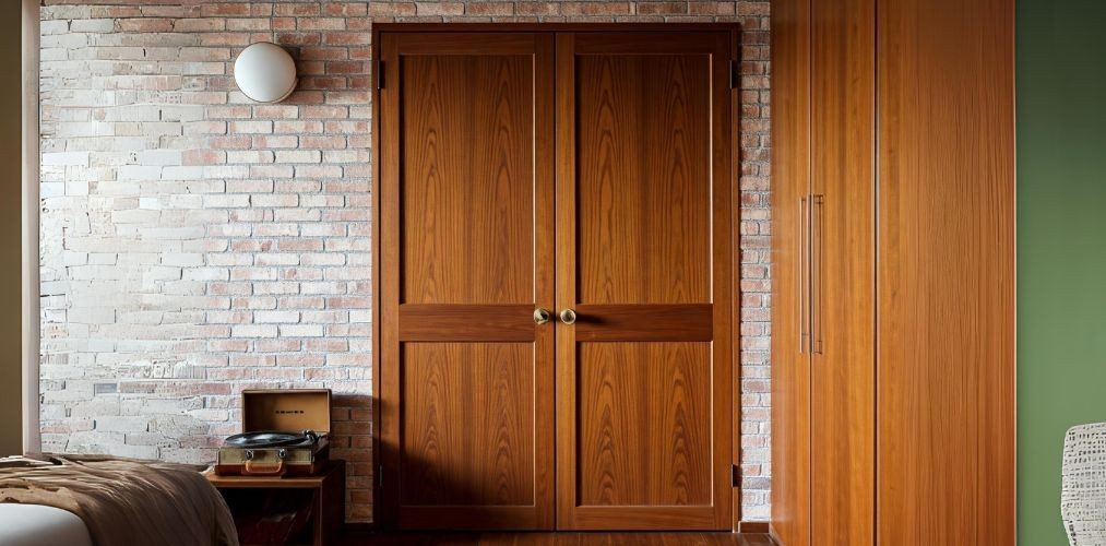 Mid-century modern double door in bedroom - Beautiful Homes