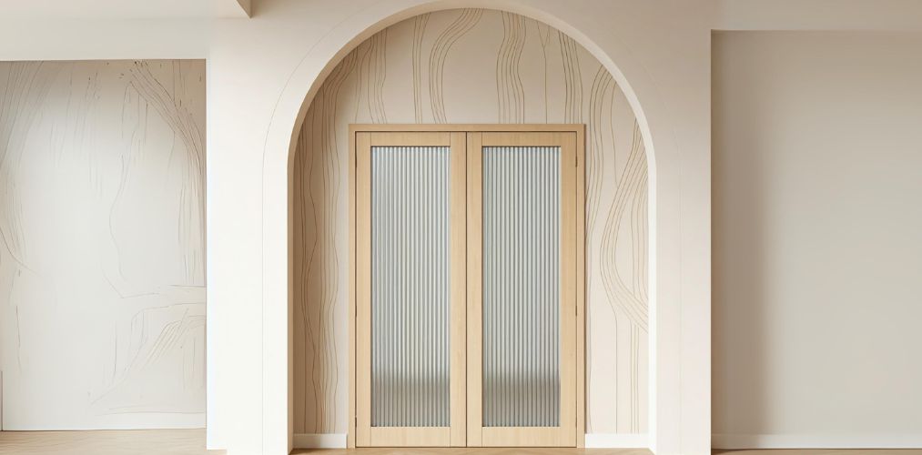 Minimalist wooden door with fluted glass panels - Beautiful Homes