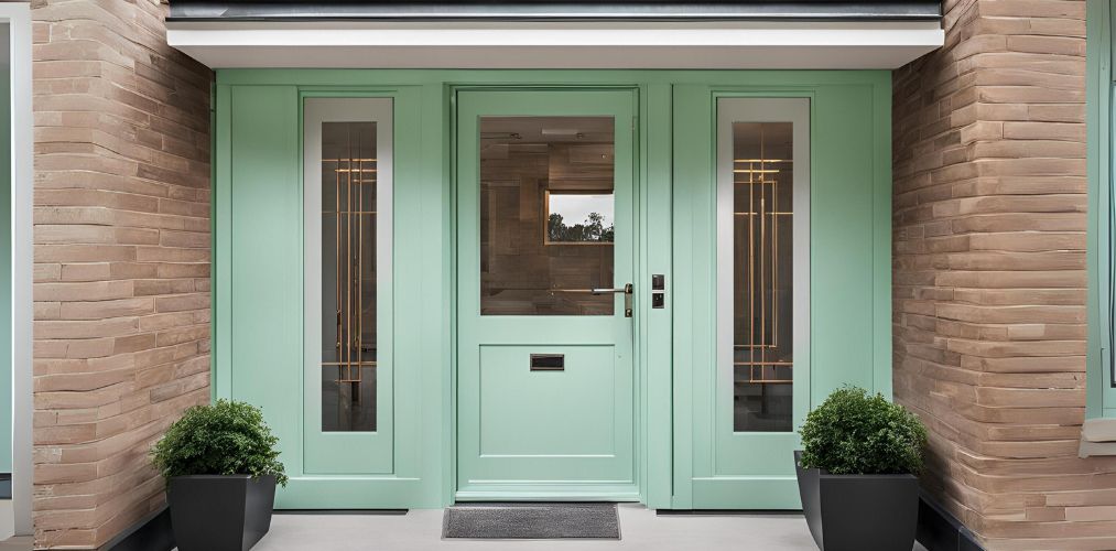 Mint green main door design for urban homes - Beautiful Homes