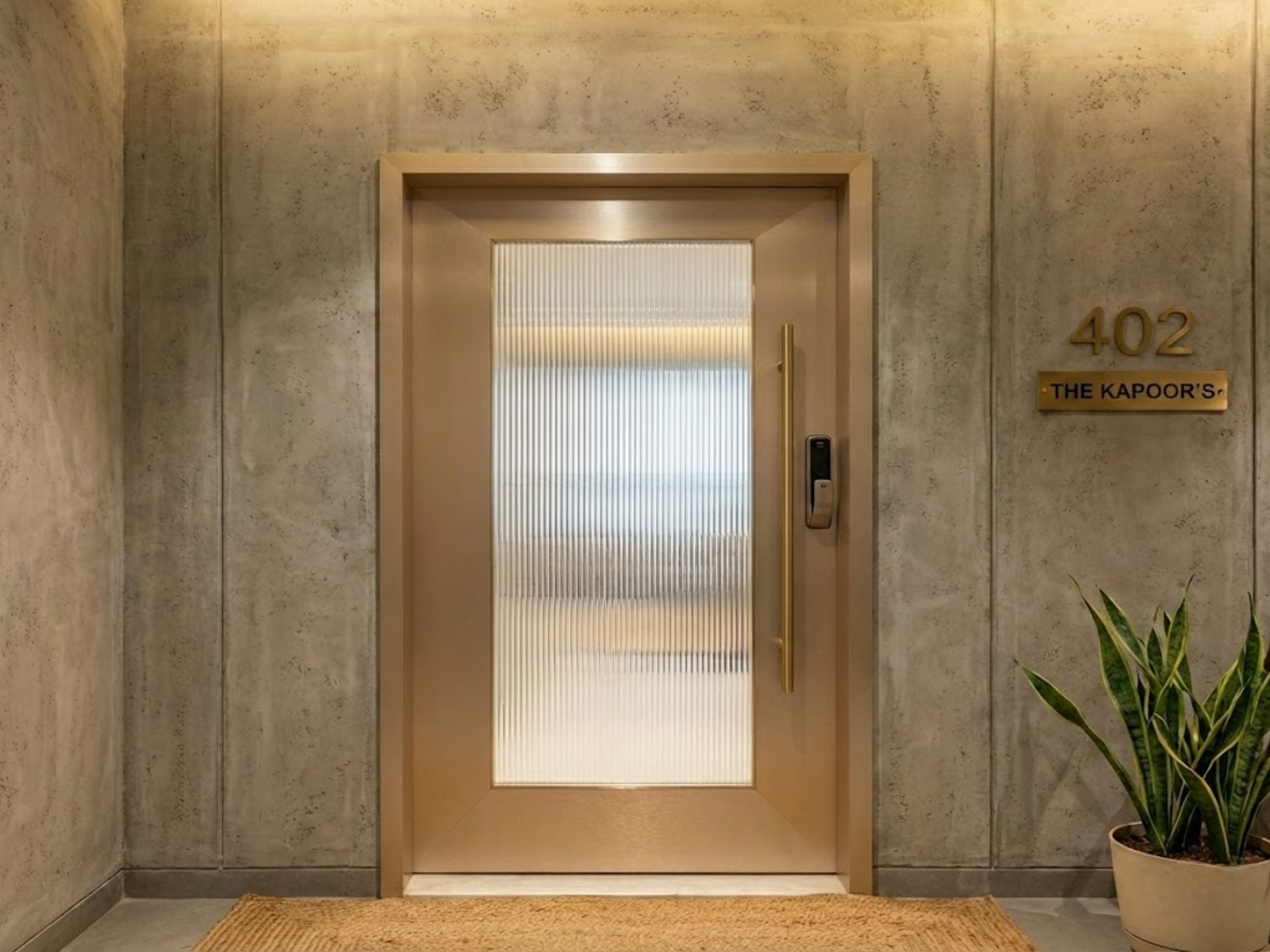 Floral metal door with potted greenery - Beautiful Homes