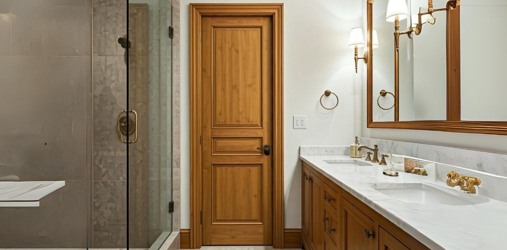 Panelled wooden door for a bathroom - Beautiful Homes