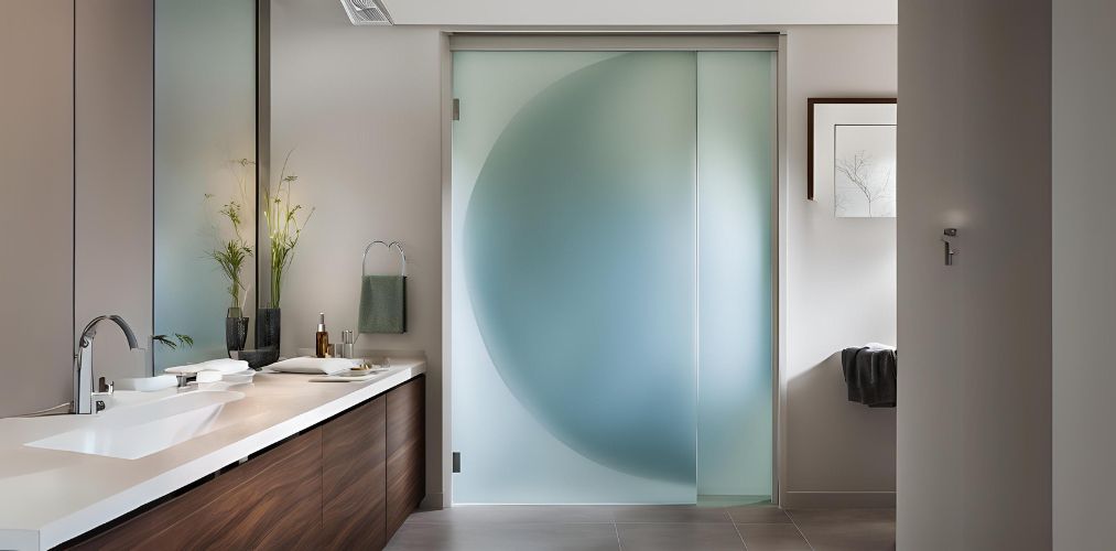 Sliding frosted glass door for a contemporary bathroom - Beautiful Homes