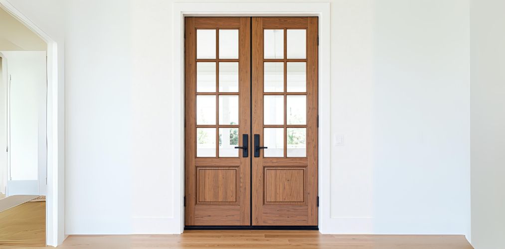 Transitional double door with glass and wood - Beautiful Homes