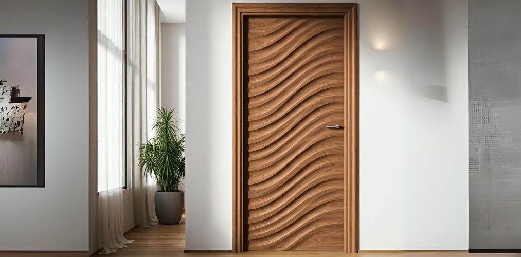 Wavy wooden design for bedroom door - Beautiful Homes