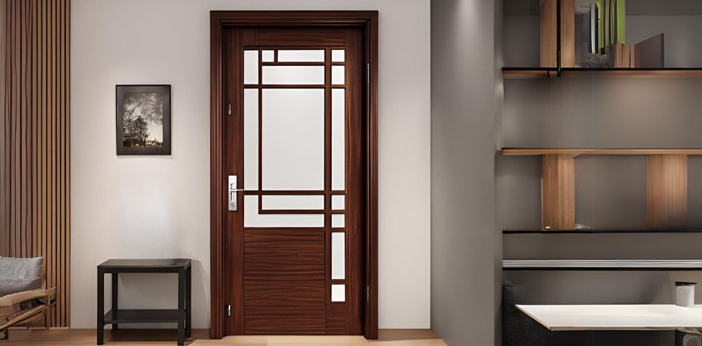 Wooden door with frosted glass for privacy - Beautiful Homes