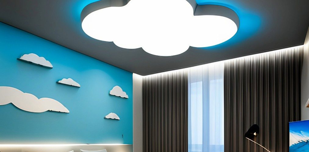 Cloud shaped false ceiling design for children's bedroom-Beautiful Homes