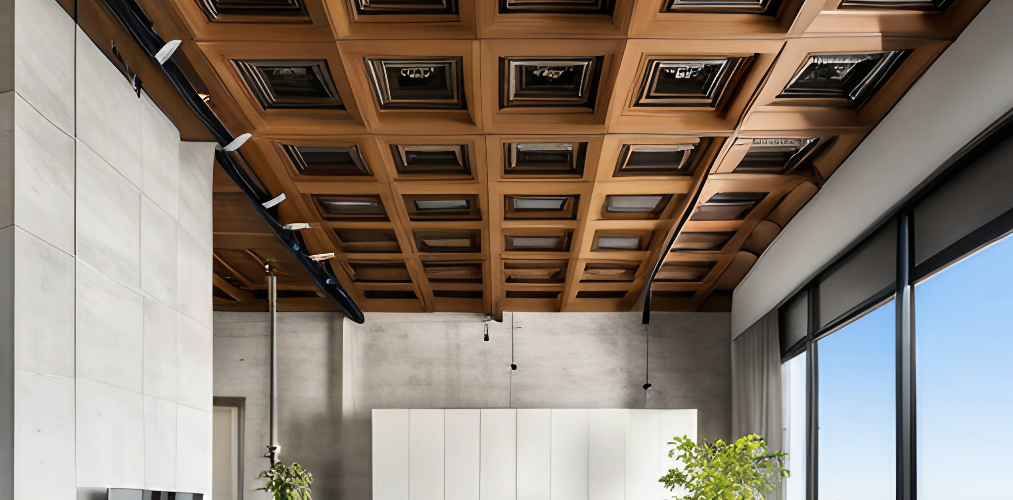 Wooden coffered ceiling for a residential house-Beautiful Homes