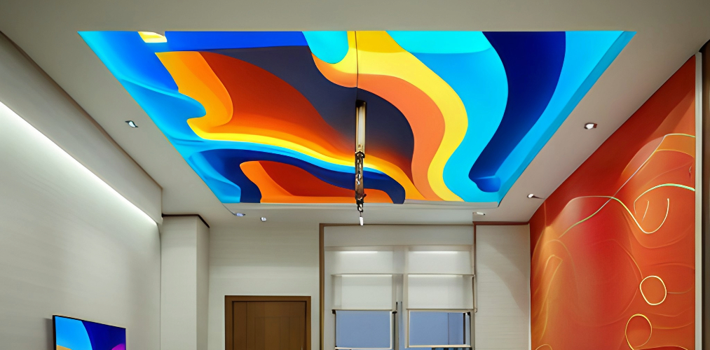 Colourful ceiling design for bedroom-Beautiful Homes