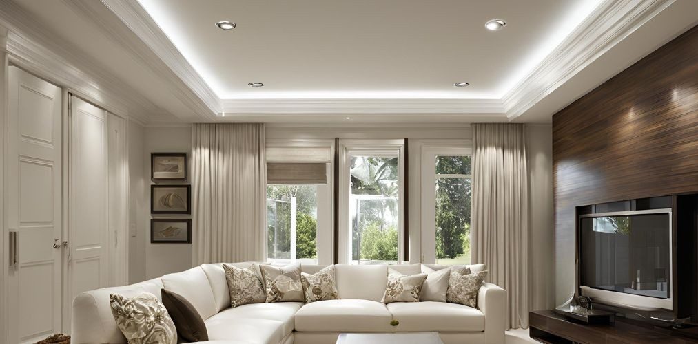 Contemporary double-layered white ceiling design - Beautiful Homes