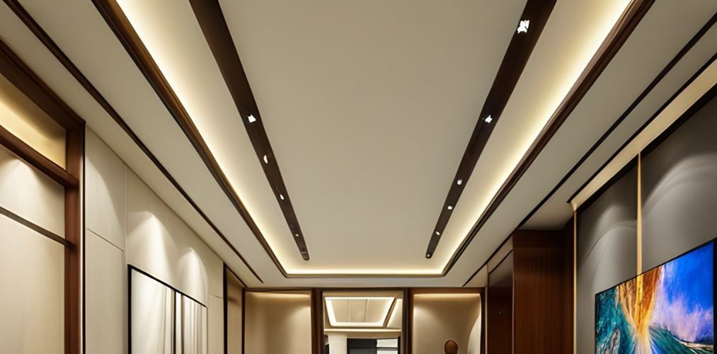 Coved ceiling design for passage with lights-Beautiful Homes