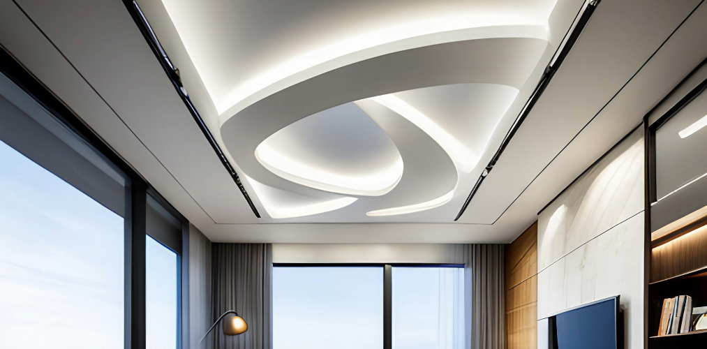Curved false ceiling design with POP for living room-Beautiful Homes