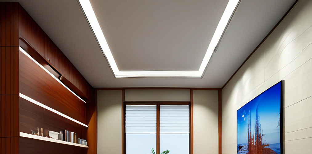 White false ceiling design for a small office cabin-Beautiful Homes