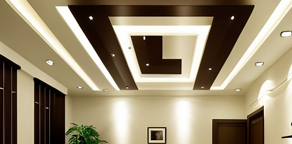White and brown ceiling design with gypsum-Beautiful Homes