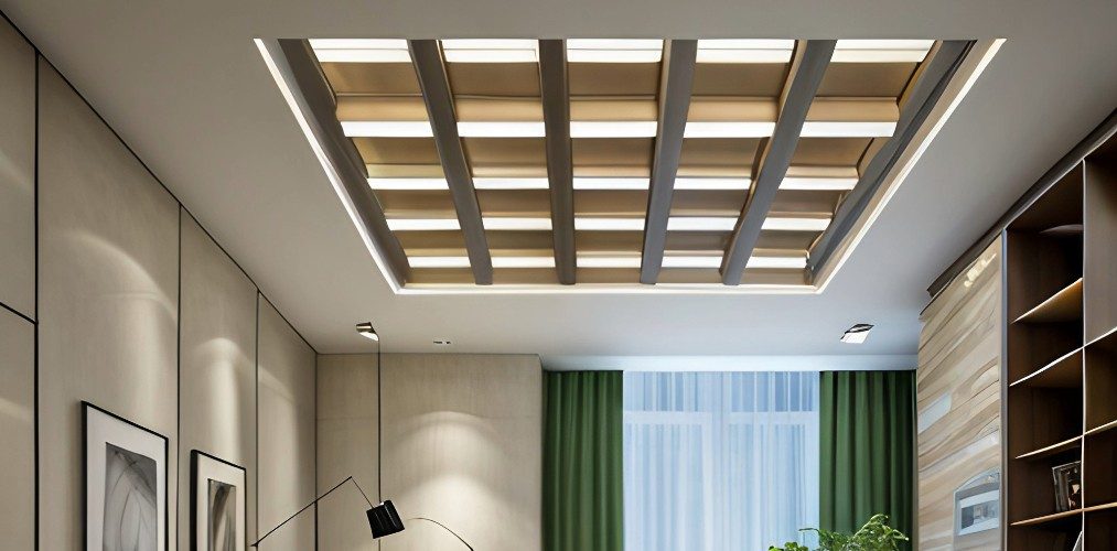 Rectangular grid pattern for small living room ceiling-Beautiful Homes