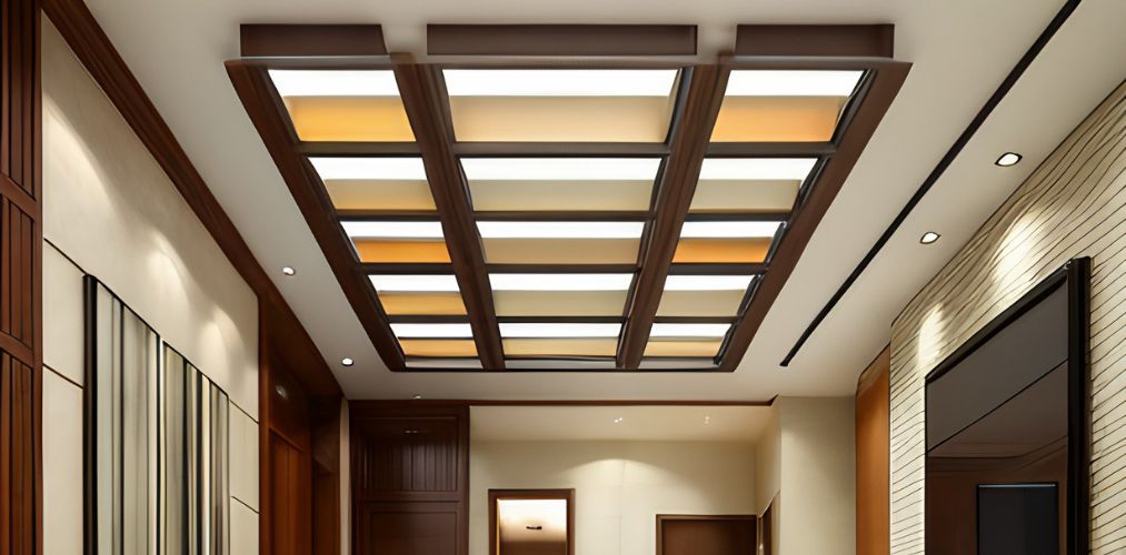 Grid false ceiling design for hallway-Beautiful Homes