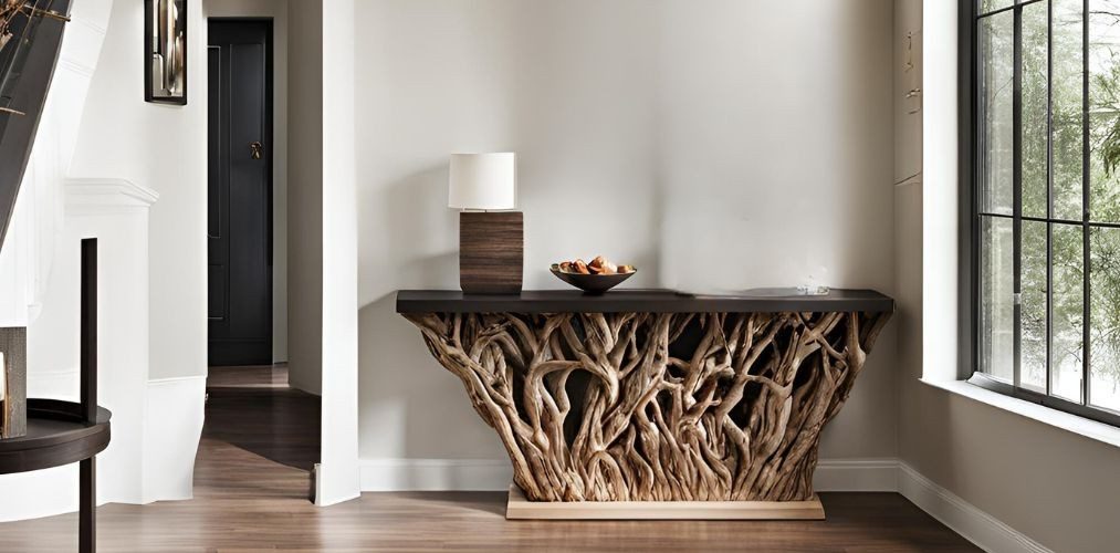 Luxury foyer design with tree branch like console - Beautiful Homes