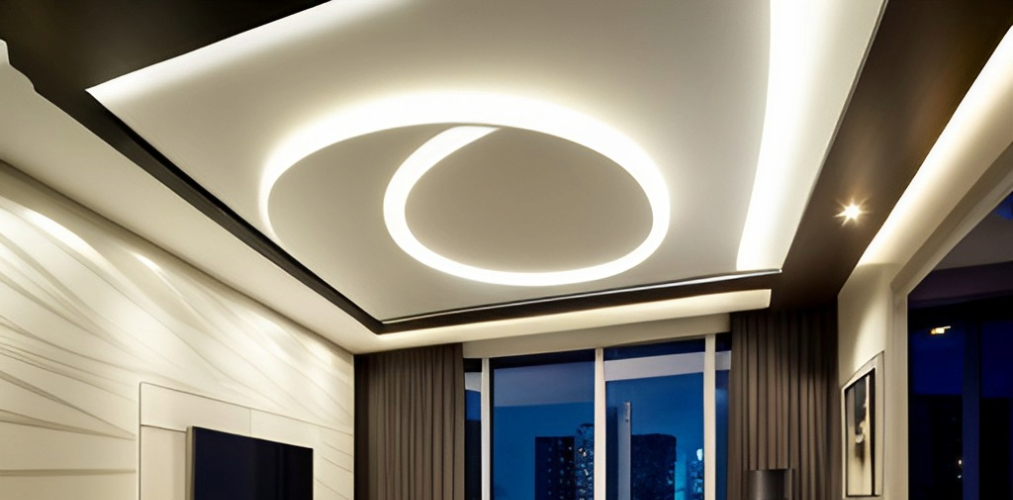 Modern false ceiling with curved profile and cove lights-Beautiful Homes