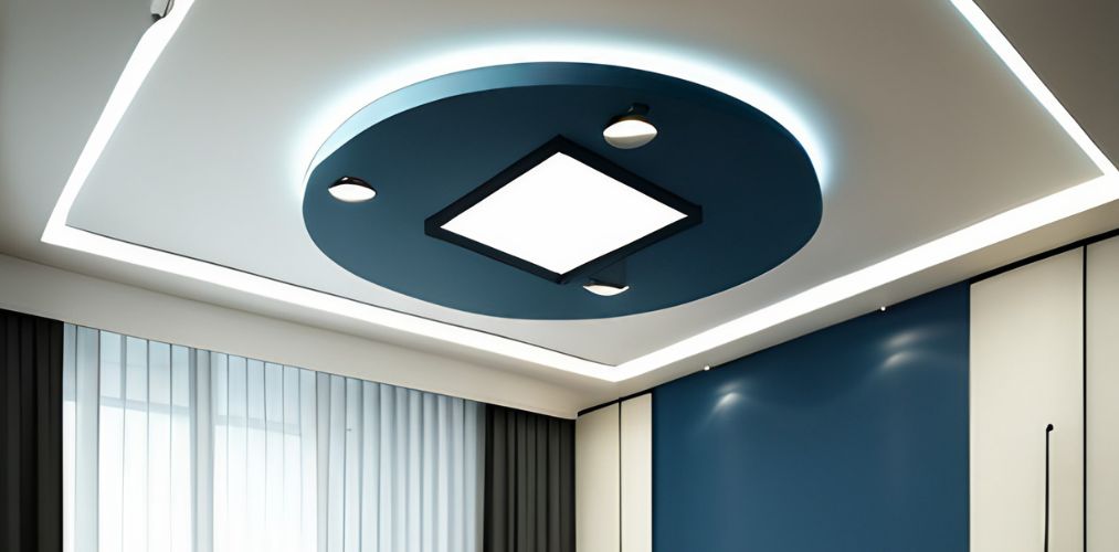 Blue round false ceiling design for bedroom-Beautiful Homes