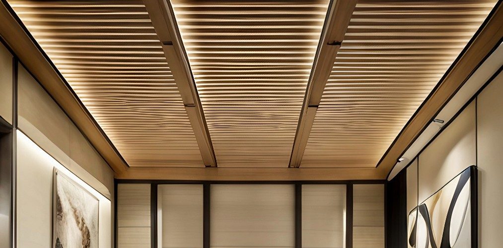 Modern wooden ceiling design for living room-Beautiful Homes