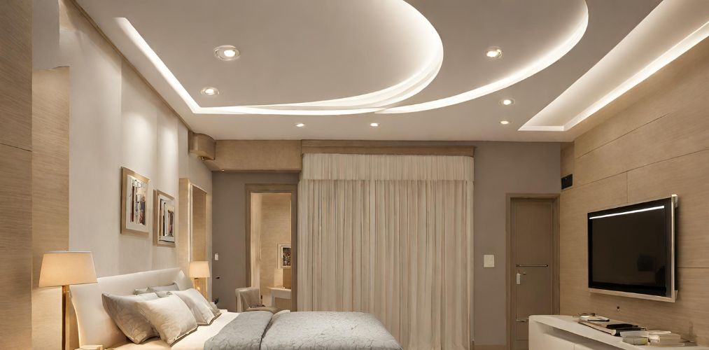 Peripheral curved false ceiling design for bedroom-Beautiful Homes
