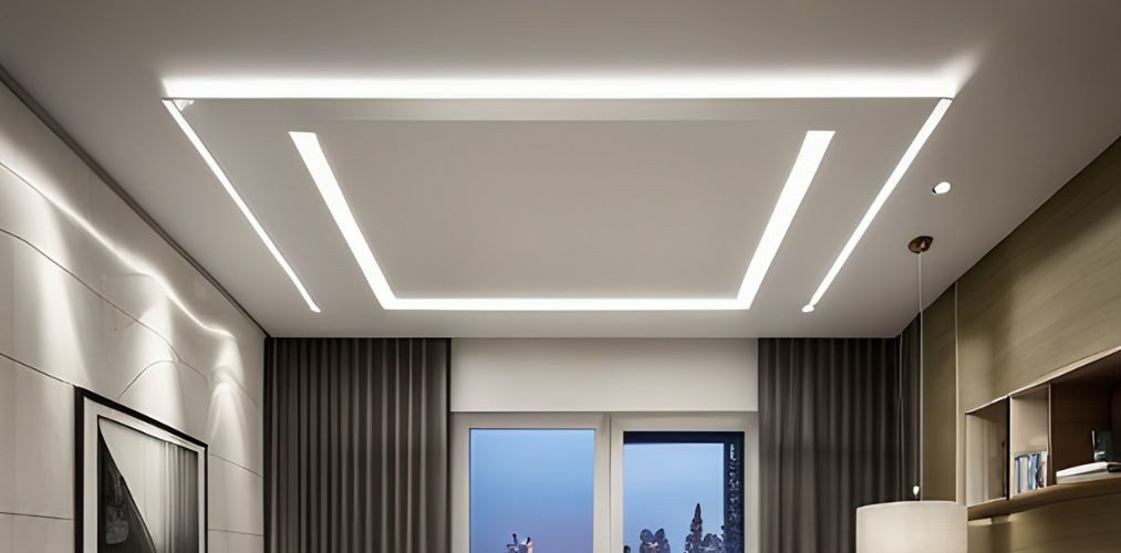 White false ceiling for bedroom with lights-Beautiful Homes