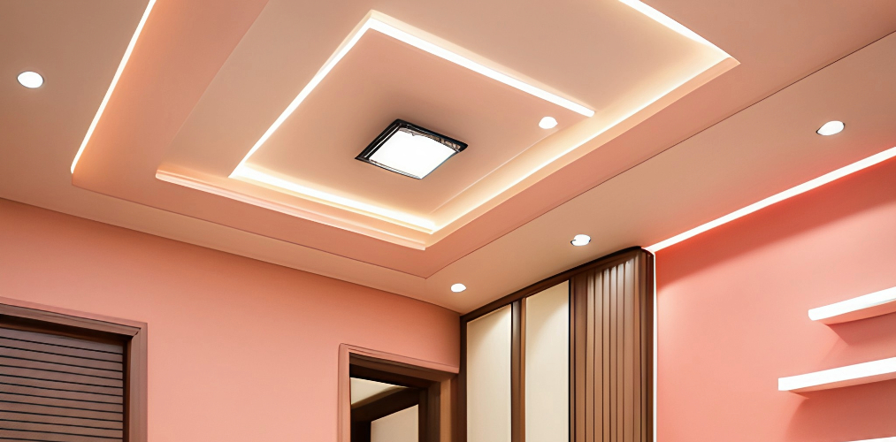 Simple peach ceiling design for bedroom-Beautiful Homes