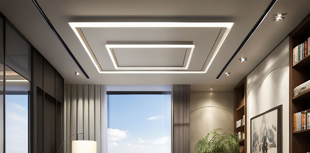 Square ceiling design with profile lights-Beautiful Homes
