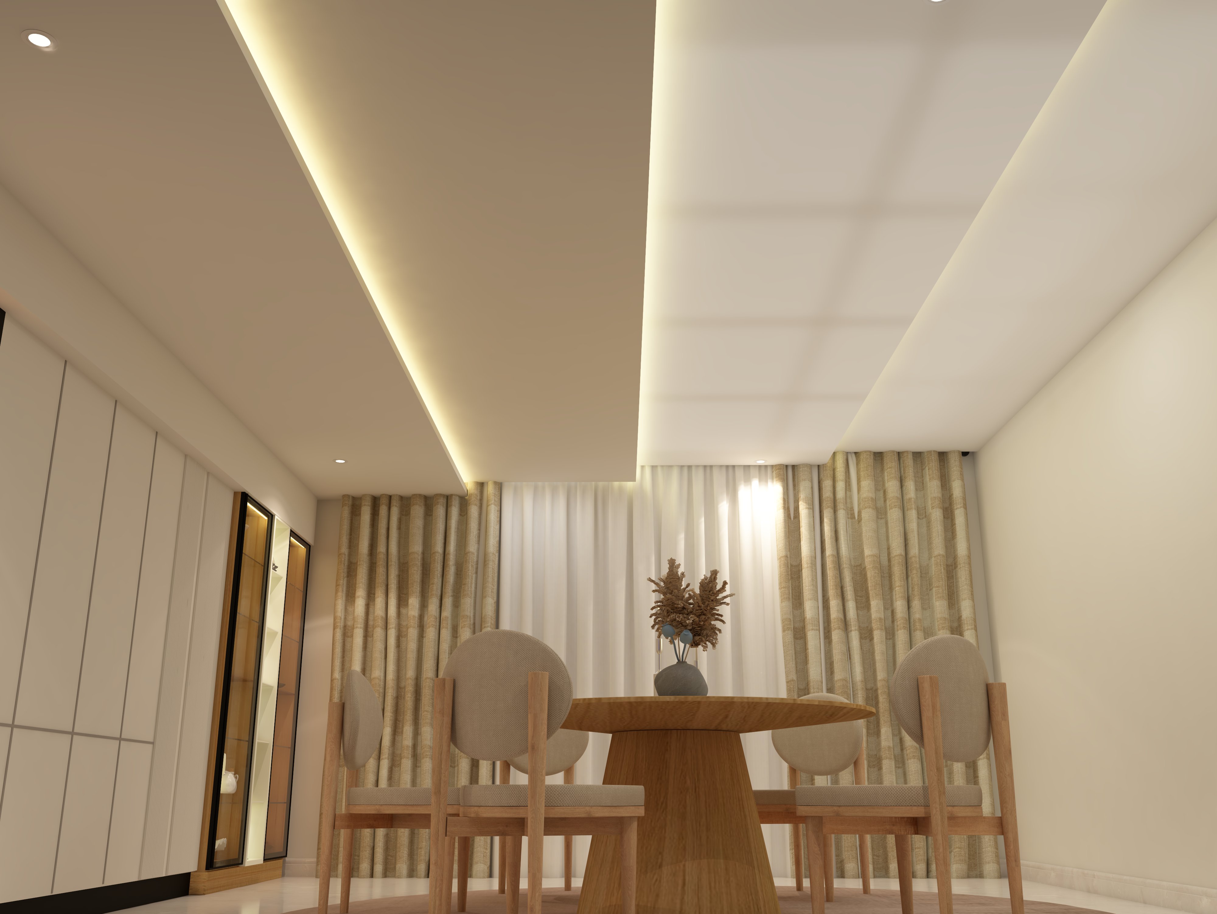 Stylish ceiling design with stepped false ceiling - Beautiful Homes