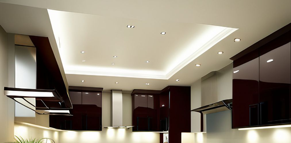 Suspended ceiling design for kitchen with lights-Beautiful Homes