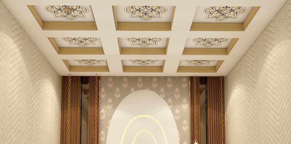 Traditional coffered ceiling with decorative moulding - Beautiful Homes