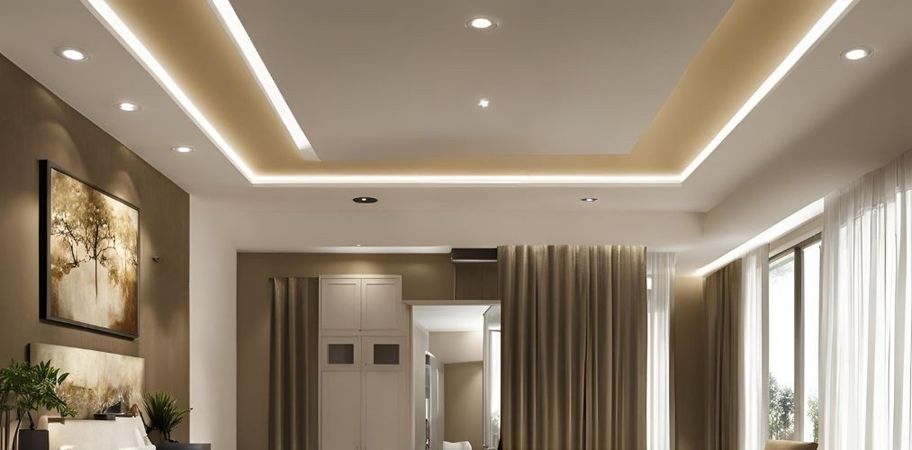 U shaped peripheral false ceiling for living room - Beautiful Homes