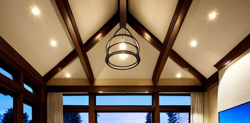 Vaulted ceiling with wooden battens-Beautiful Homes