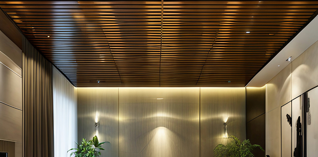 Wooden wallpaper for a rectangular ceiling-Beautiful Homes