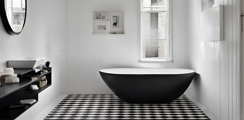 Black and white flooring design for bathroom - Beautiful Homes