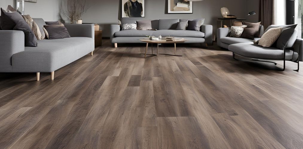 Brown grey wooden flooring for living room - Beautiful Homes