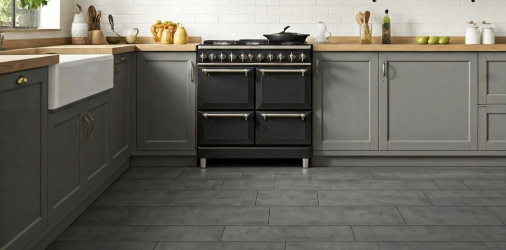 Matte grey textured tiles in a modern kitchen - Beautiful Homes