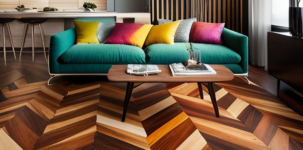 Colorful living room with parquet flooring-Beautiful Homes