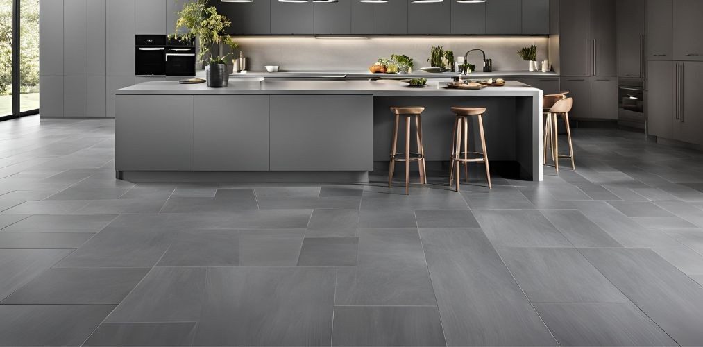 Contemporary grey rectangle kitchen flooring - Beautiful Homes