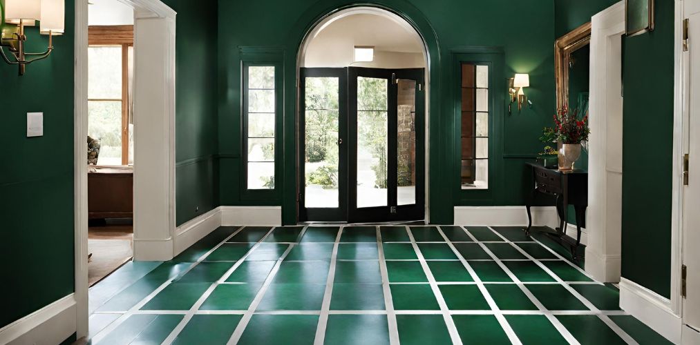 Dark green square flooring for foyer-Beautiful Homes