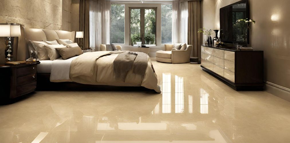 Glossy beige tiles for master bedroom - Beautiful Homes