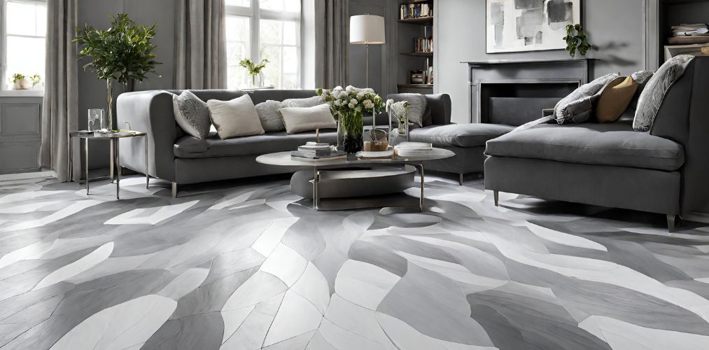 Grey and white flooring design in living room - Beautiful Homes