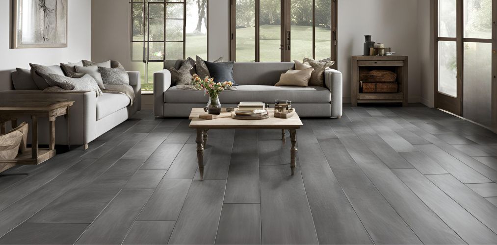 Grey wooden flooring design for antique living room - Beautiful Homes