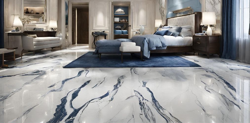 Italian marble flooring with blue veins for bedroom - Beautiful Homes