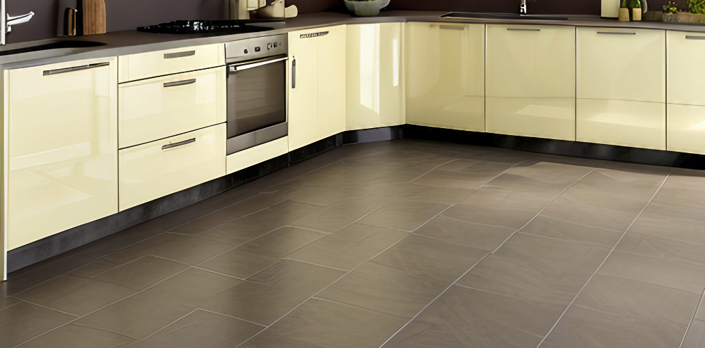 Kitchen flooring design with ceramic tiles-Beautiful Homes