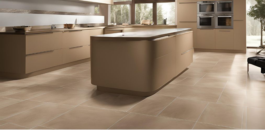 Light brown porcelain tiles for kitchen flooring - Beautiful Homes